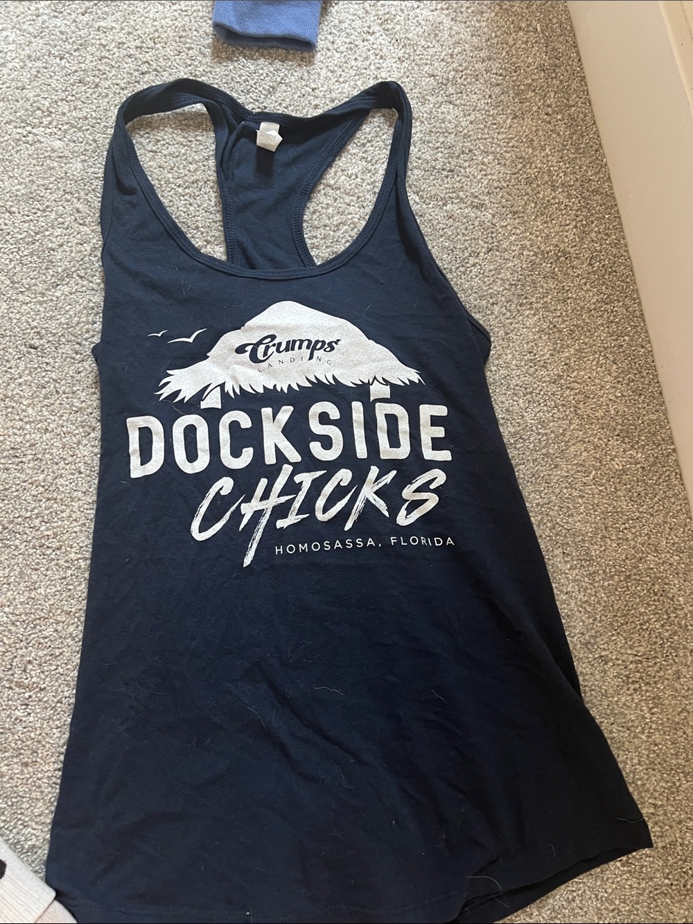 Crump's Dockside Chicks Black Racerback Tank